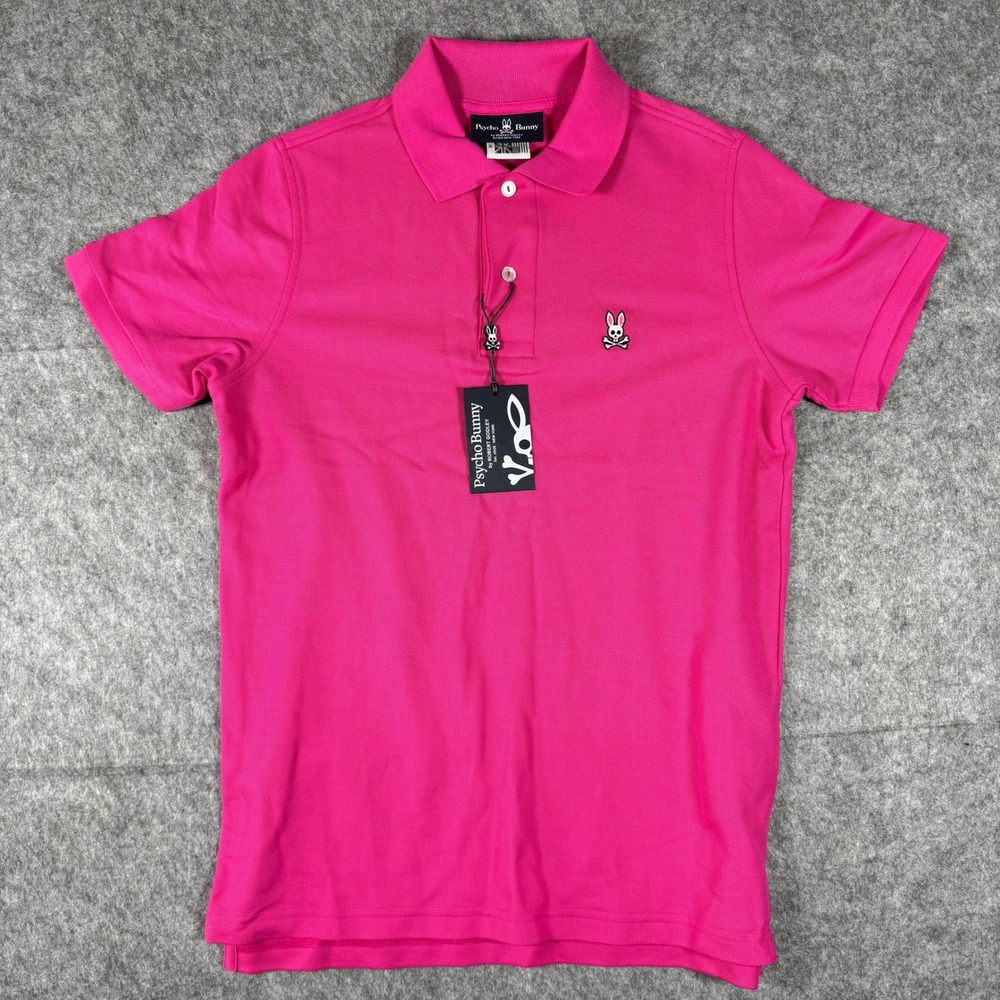 Psycho Bunny Classic Polo Mens 2/XXS Hibiscus Pink Embroidered Logo B6K001E1PC